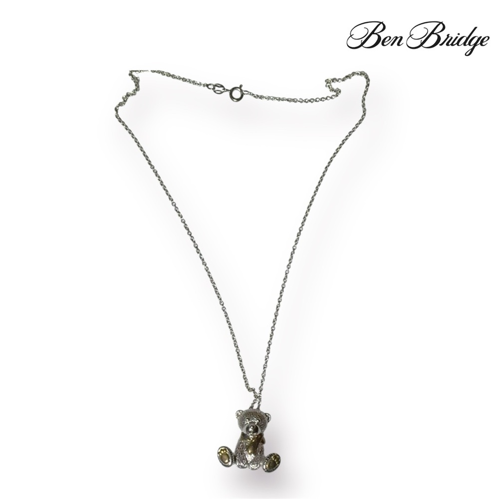 ποΈSALEποΈ Ben Bridge Silver 925 Teddy Bear Pendant Necklace - Picture 12 of 15
